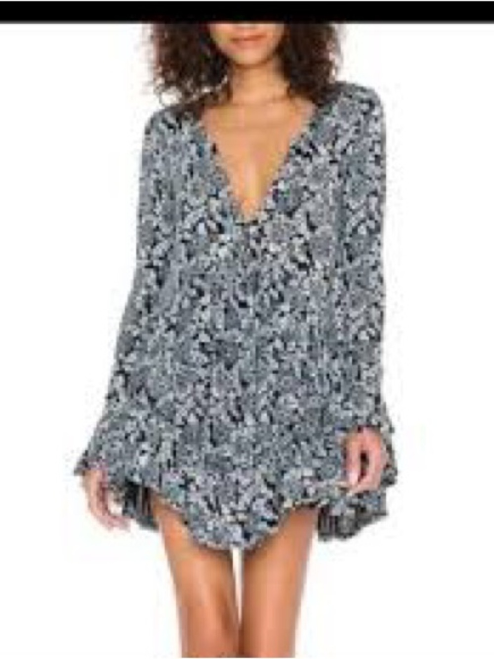 Free People Olivia Printed Ruffled Tunic Dress Size Large